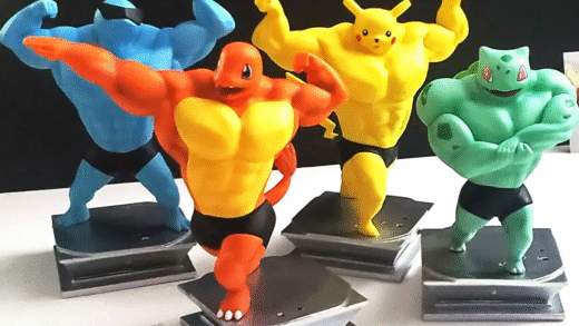 Група фігурок Pokémon на фоні