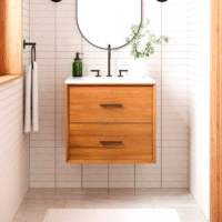 Floating bathroom vanity in modern interior