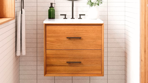 Floating bathroom vanity in modern interior