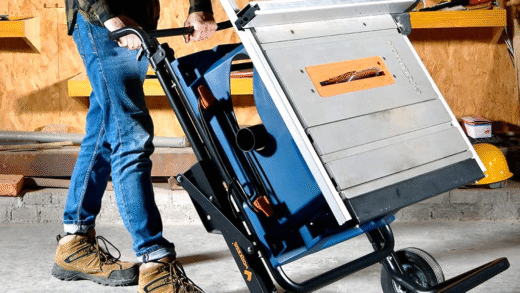 Складний стіл для пиляння в дії