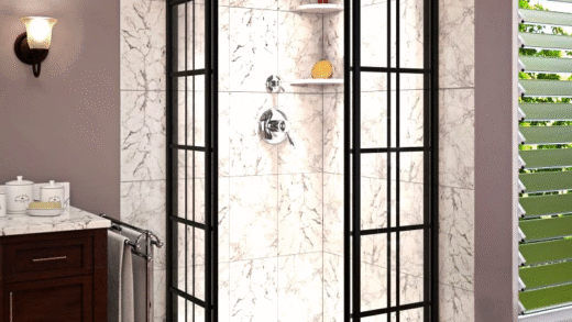 Куточкові душові двері в інтер'єрі ванної кімнати