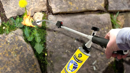 Газовий факел в дії на садовій ділянці